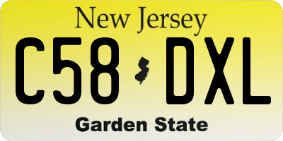 NJ license plate C58DXL