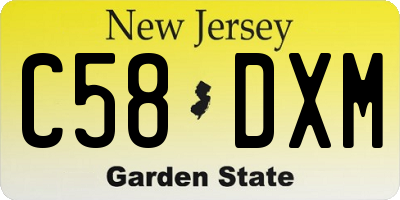 NJ license plate C58DXM