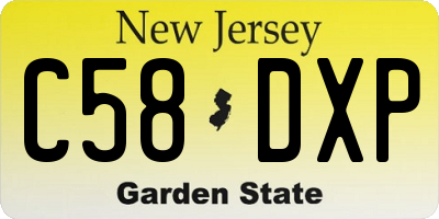 NJ license plate C58DXP