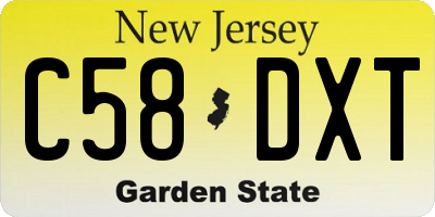 NJ license plate C58DXT