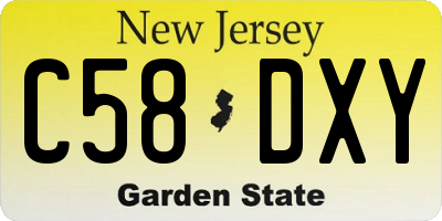 NJ license plate C58DXY