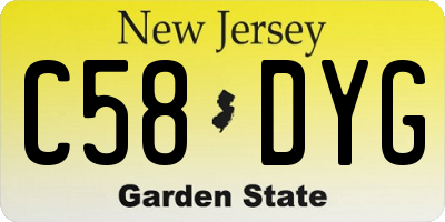NJ license plate C58DYG