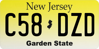 NJ license plate C58DZD