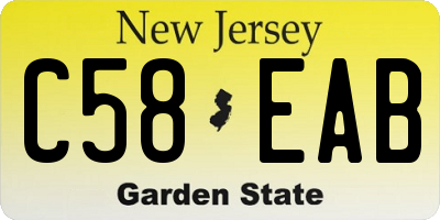 NJ license plate C58EAB