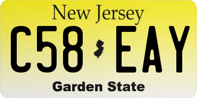 NJ license plate C58EAY