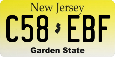 NJ license plate C58EBF
