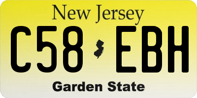 NJ license plate C58EBH