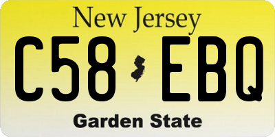 NJ license plate C58EBQ