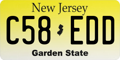 NJ license plate C58EDD