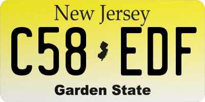 NJ license plate C58EDF