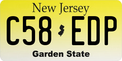 NJ license plate C58EDP