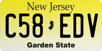 NJ license plate C58EDV