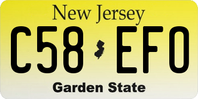 NJ license plate C58EFO
