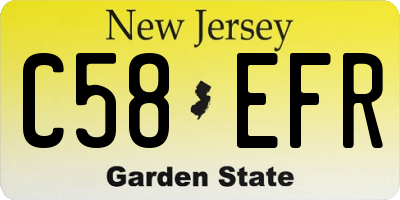 NJ license plate C58EFR