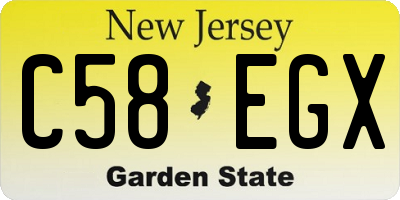 NJ license plate C58EGX