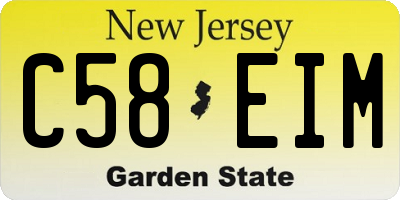 NJ license plate C58EIM