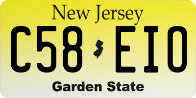 NJ license plate C58EIO