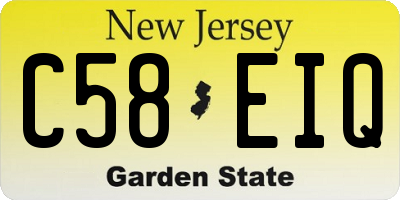 NJ license plate C58EIQ