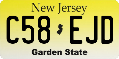 NJ license plate C58EJD