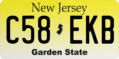 NJ license plate C58EKB