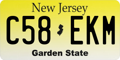 NJ license plate C58EKM