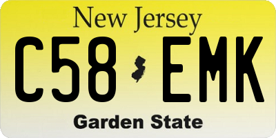 NJ license plate C58EMK
