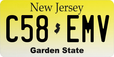 NJ license plate C58EMV