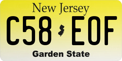 NJ license plate C58EOF
