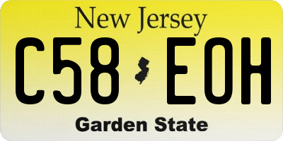 NJ license plate C58EOH