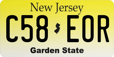 NJ license plate C58EOR