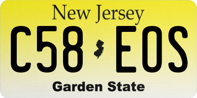 NJ license plate C58EOS
