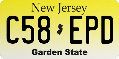 NJ license plate C58EPD