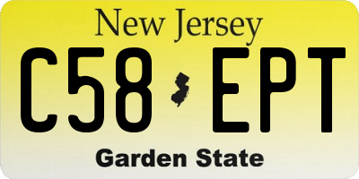 NJ license plate C58EPT