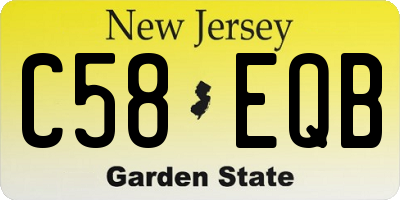 NJ license plate C58EQB