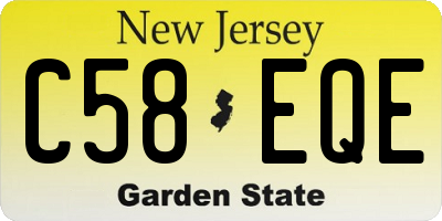 NJ license plate C58EQE