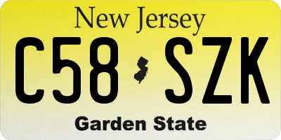 NJ license plate C58SZK