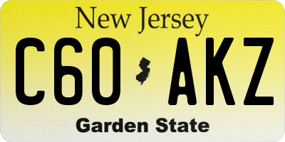NJ license plate C60AKZ
