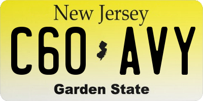 NJ license plate C60AVY