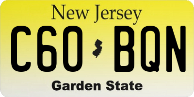 NJ license plate C60BQN