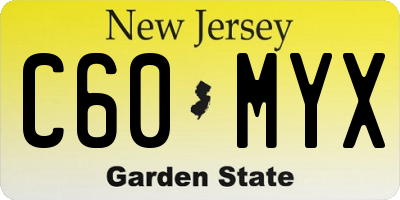 NJ license plate C60MYX