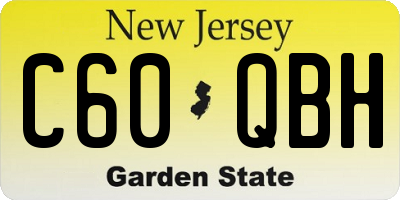 NJ license plate C60QBH