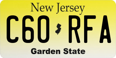 NJ license plate C60RFA