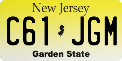 NJ license plate C61JGM