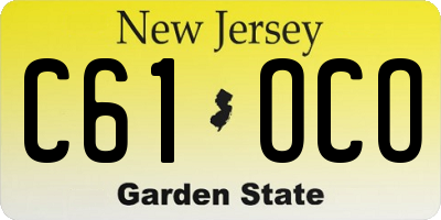 NJ license plate C61OCO