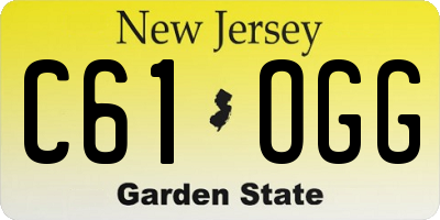 NJ license plate C61OGG