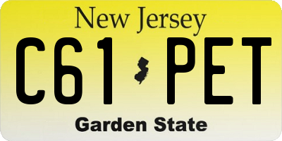 NJ license plate C61PET