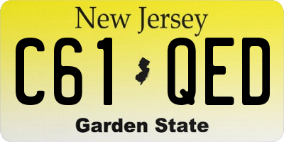 NJ license plate C61QED