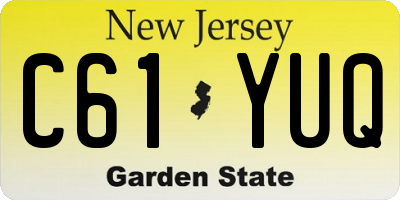 NJ license plate C61YUQ