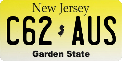 NJ license plate C62AUS