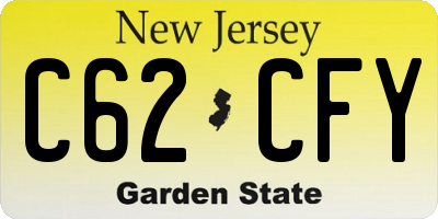 NJ license plate C62CFY